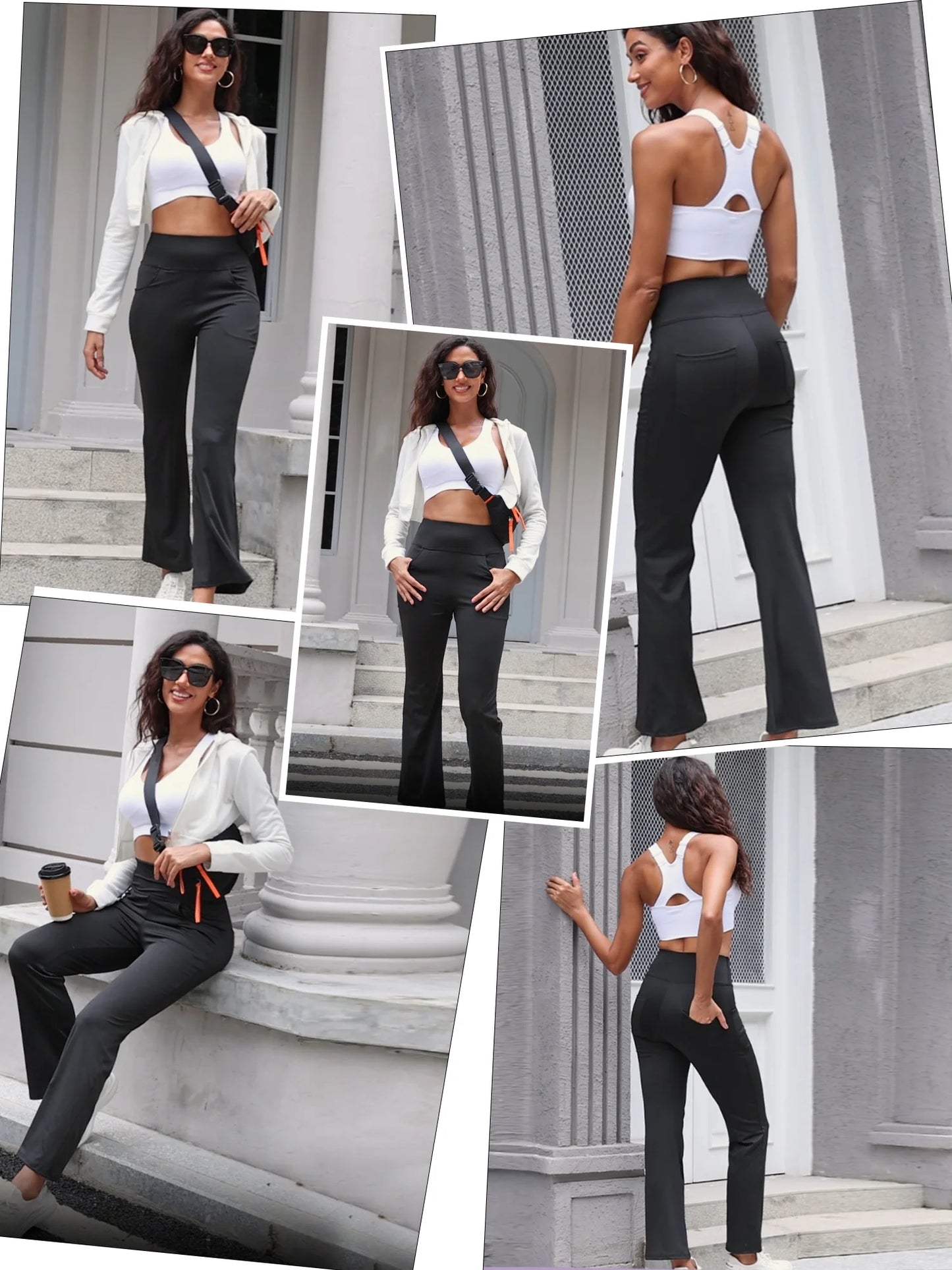 Womens Bootcut Yoga Pants Flare Legging with Pockets High Waist Lightweight Bottoms Workout Activewear Dark Red 2XL