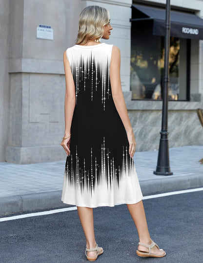 Summer Dress for Women 2026 Sleeveless Tank Midi Dress Vacation Beach Sundress Aline Boho Clothing