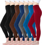 7 Pack Fleece Lined Leggings Womens Fashion High Waist Tummy Control Leggings for Women Winter Warm