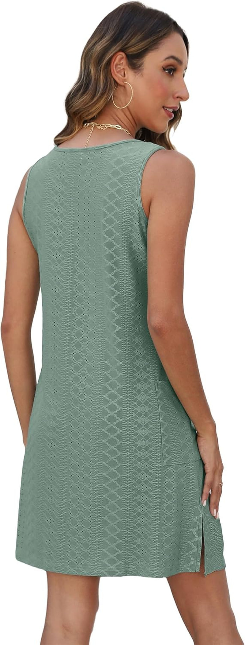 Coverup Summer Dresses for Women 2026 Eyelet Casual Loose Sleeveless Sundresses Tank Dresses with Pockets