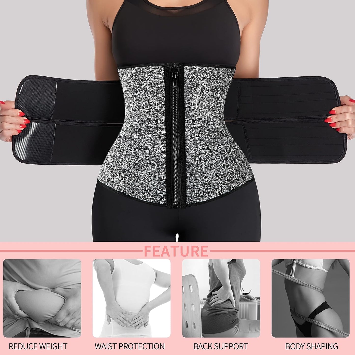 Neoprene Sauna Waist Trainer Corset Sweat Belt for Women Compression Cincher Band Workout Fitness Back Support