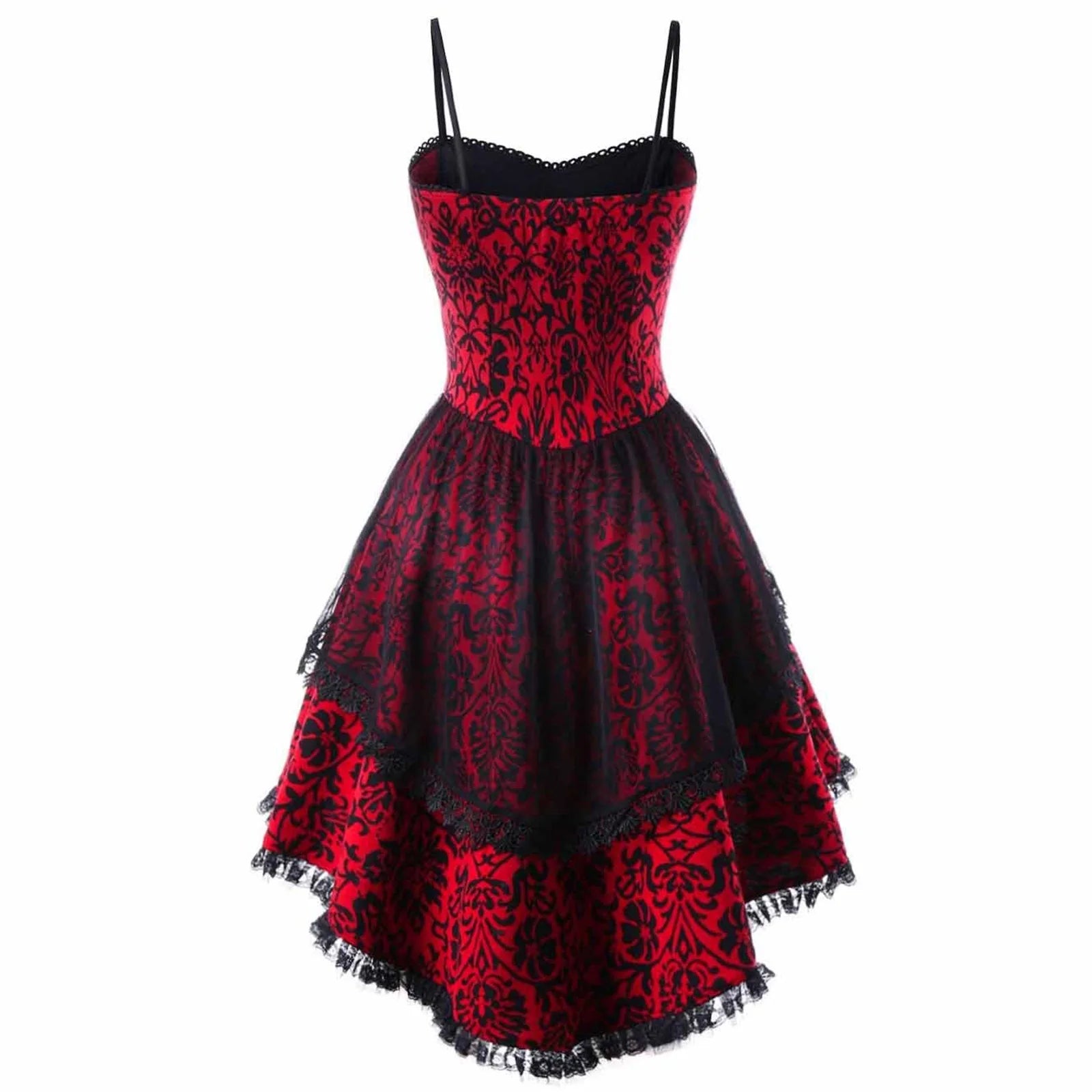 Cute Halloween Costumes for Women plus Size Womens Goth Corset Dress Steampunk Dresses Sleeveless Lace Trim Swing Clothes Spaghetti Strap Halloween Costumes