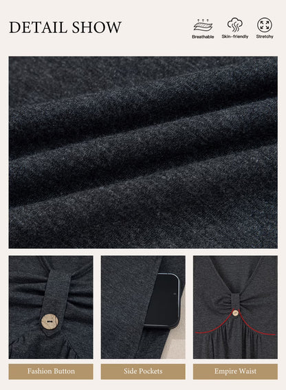 Women'S Sleeveless V Neck Dress Casual Button a Line Flare Dresses with Pockets Summer Loose Fit Soft Dresses