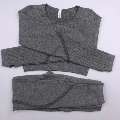 2021 New Active Wear Sets Women Workout Clothes Gym Wear Tracksuits Yoga Jogging Track Outfit Legging Long Sleeves Shirts Suits