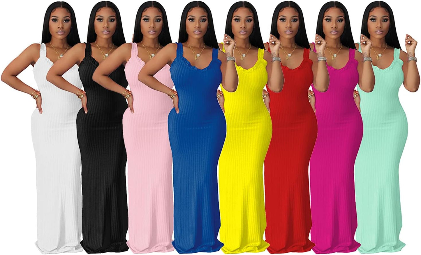 Maxi Dresses for Women Sexy Bodycon Summer Dresses plus Size Yellow XL