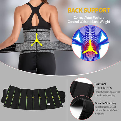 Neoprene Sauna Waist Trainer Corset Sweat Belt for Women Compression Cincher Band Workout Fitness Back Support