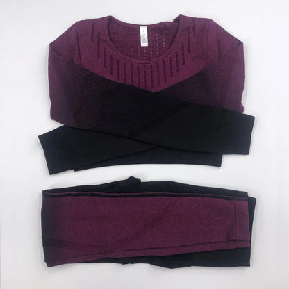 2021 New Active Wear Sets Women Workout Clothes Gym Wear Tracksuits Yoga Jogging Track Outfit Legging Long Sleeves Shirts Suits