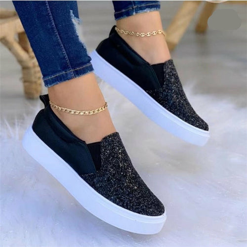 Women's Glitter Moccasin Loafers – Sparkle Flat Slip-On Shoes