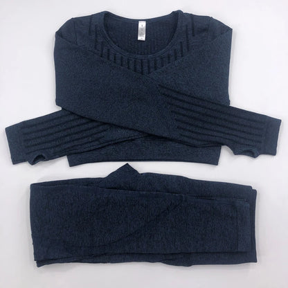 2021 New Active Wear Sets Women Workout Clothes Gym Wear Tracksuits Yoga Jogging Track Outfit Legging Long Sleeves Shirts Suits