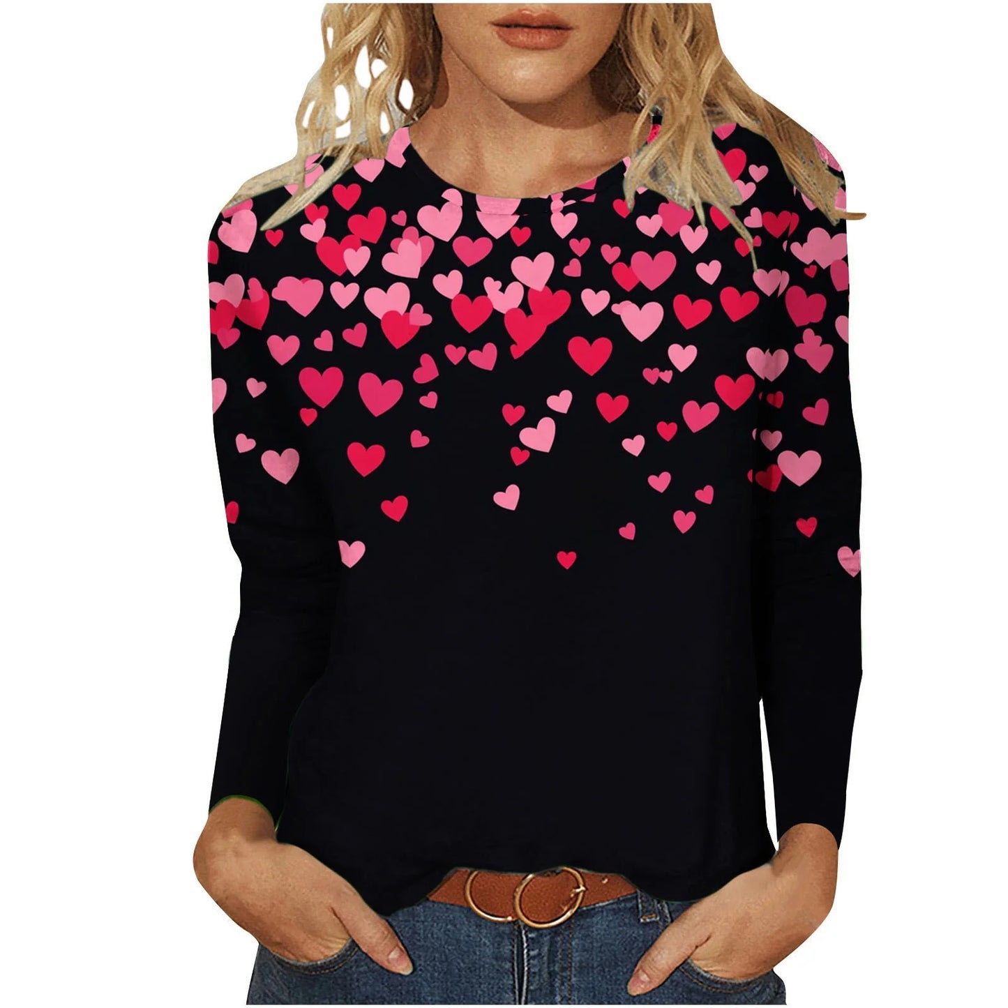 Valentine’S Day Shirts for Women Romance 3/4 Sleeve Shirts Casual Crew Neck Sweet Print Gift for Wife Tops