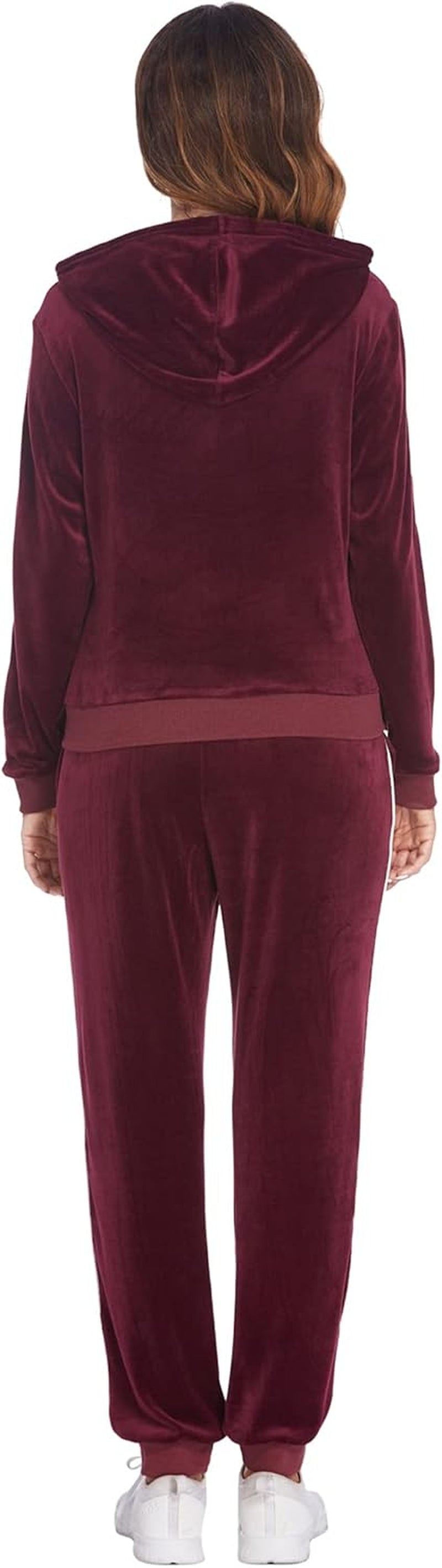 Women'S Velour Tracksuit Sets Active Top & Bottom Sets Casaul Hoodie Jogger Pants Tracksuit Red XL
