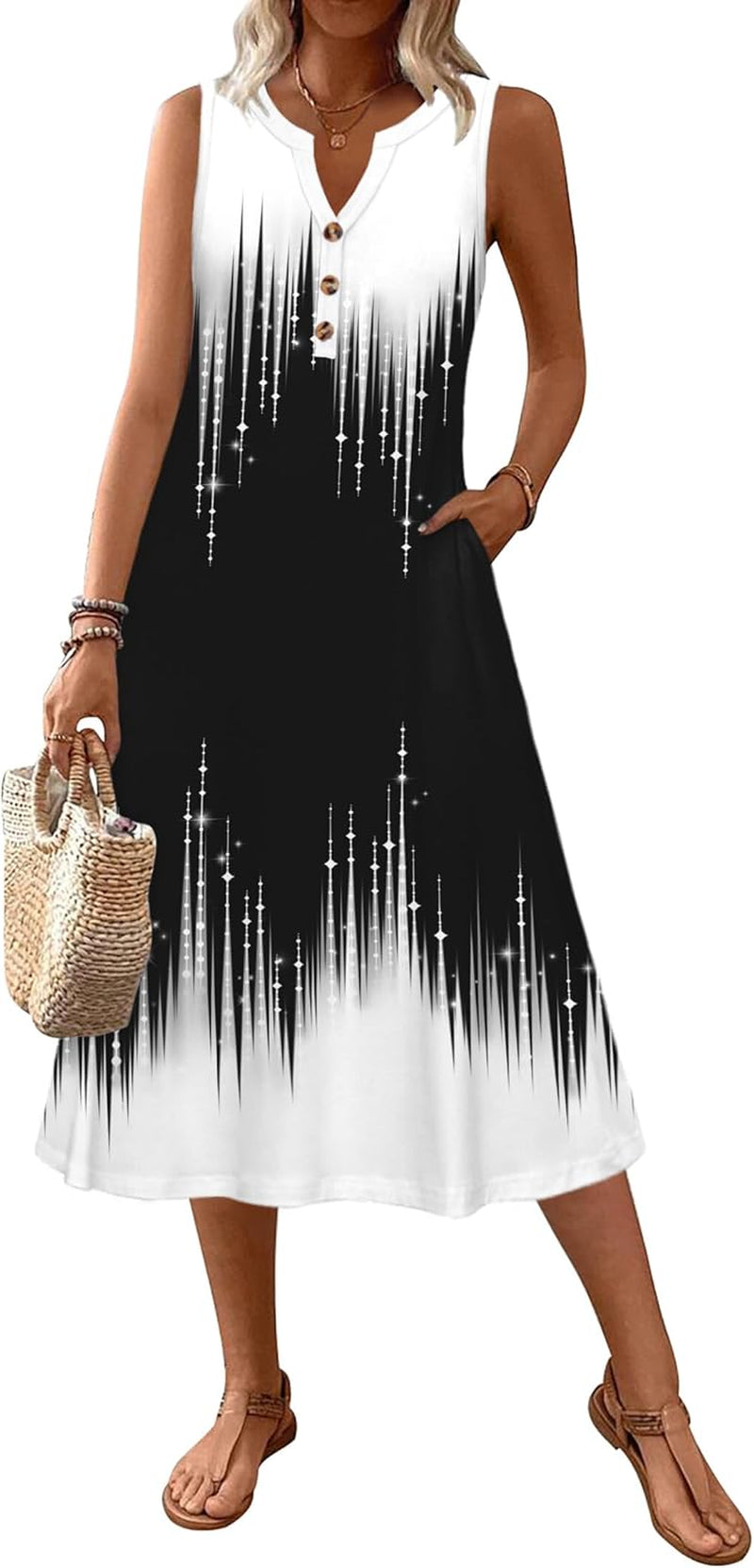 Summer Dress for Women 2026 Sleeveless Tank Midi Dress Vacation Beach Sundress Aline Boho Clothing