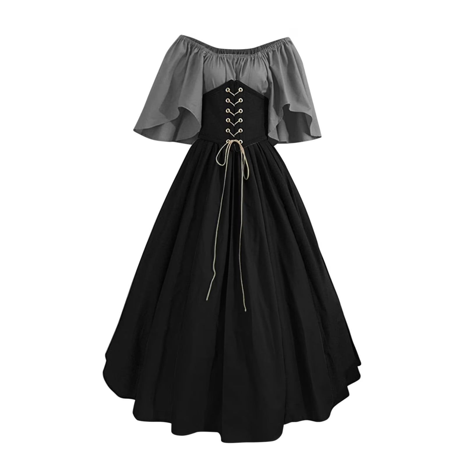 UPPADA Womens Renaissance Faire Dresses Medieval Irish Traditional plus Size Dresses Ruffle over Dress Corset Retro Cosplay Gown