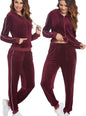 Women'S Velour Tracksuit Sets Active Top & Bottom Sets Casaul Hoodie Jogger Pants Tracksuit Red XL