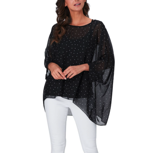 Womens Polkadot Chiffon Tunic Top