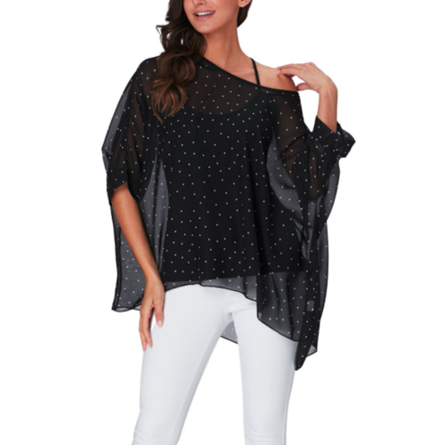 Womens Polkadot Chiffon Tunic Top