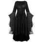 Womens Gothic Dress plus Size Flare Sleeve Dress Skull Lace Print Steampunk Dresses Cocktail Dresses Flowy Goth Corset Dress Maxi Wedding Guest Dresses Holi