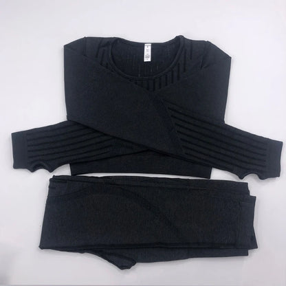 2021 New Active Wear Sets Women Workout Clothes Gym Wear Tracksuits Yoga Jogging Track Outfit Legging Long Sleeves Shirts Suits